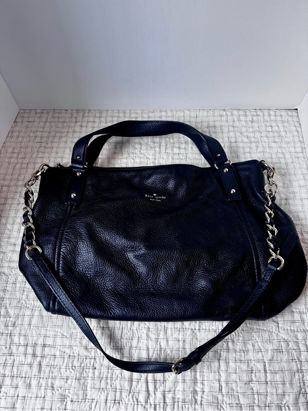 kate spade New York Black Leather Shoulder Bag Kori Cobble Hill